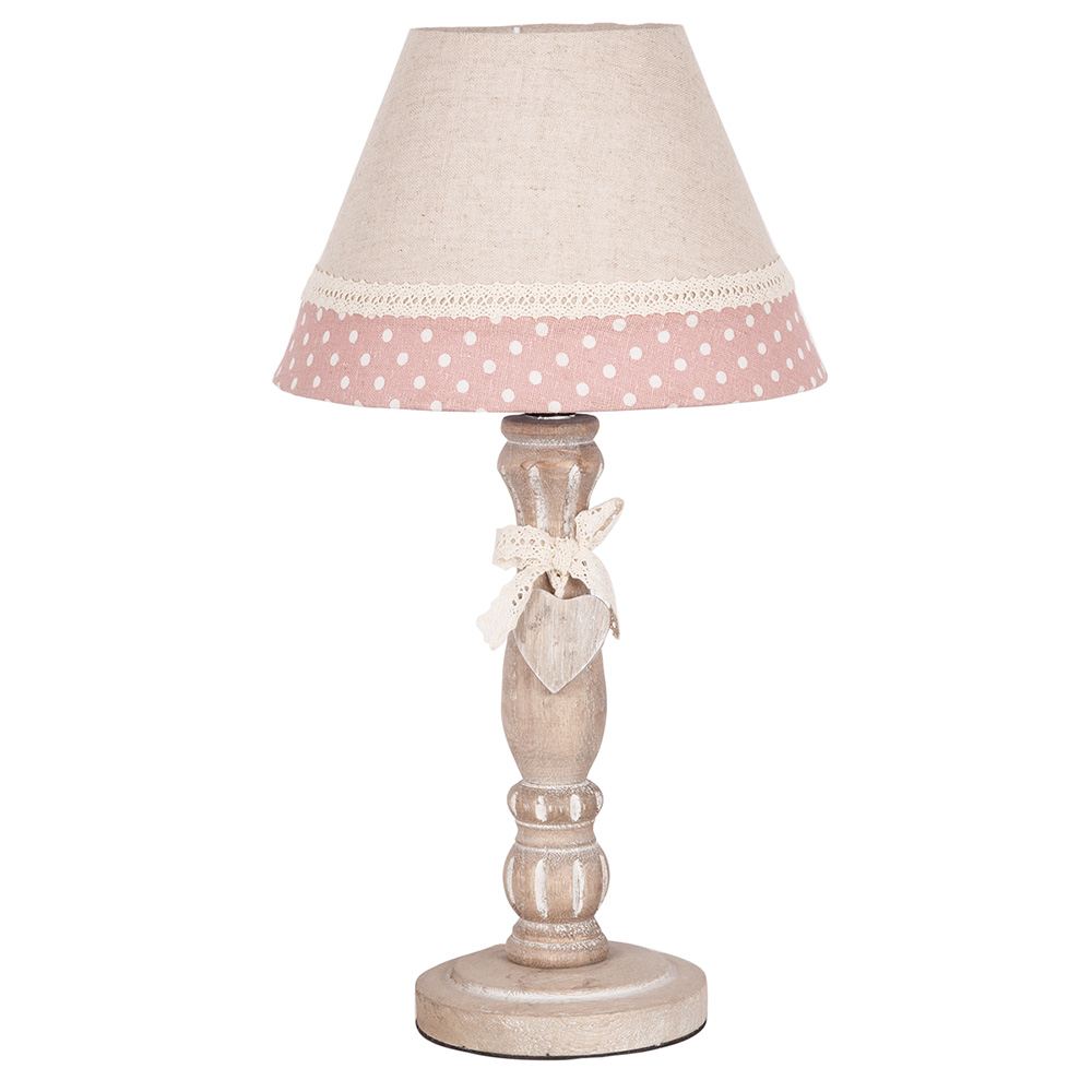Shabby Chic lamp – dotted pink ribbon lampshade