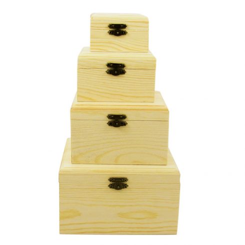 Set 4 cutii din lemn patrate cu capac Catalog