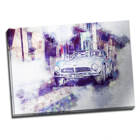 Tablou masina vintage in tonuri violet - Aspect zona luminata