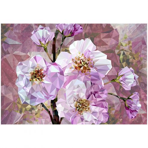 Fototapet modern cu flori roz de cristal