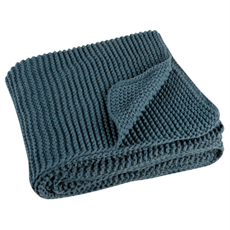Pled tricotat albastru 130x180 cm Kinoa - Catalog