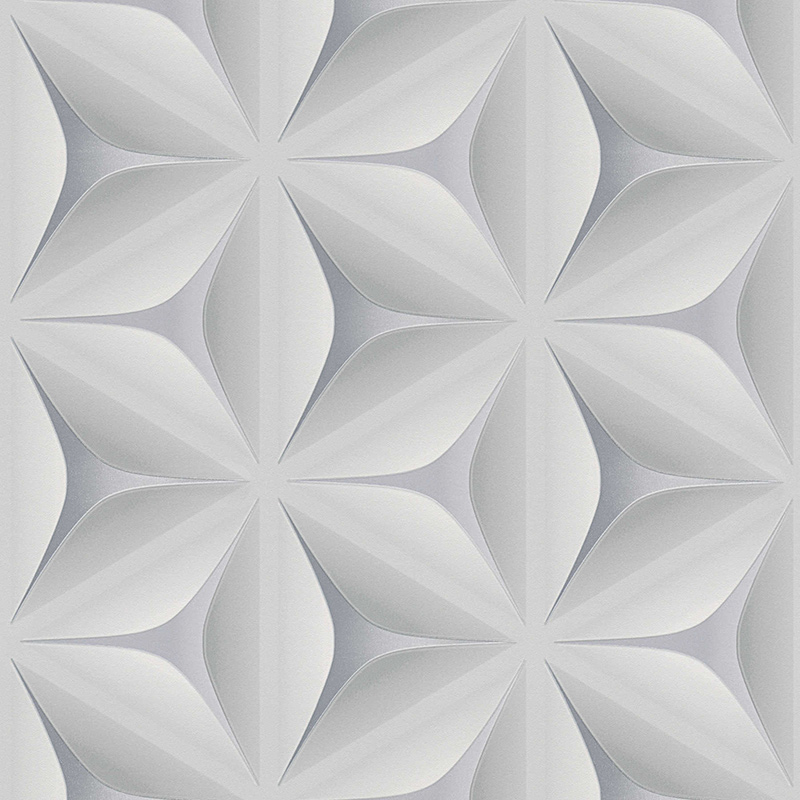 Tapet 3D gri cu model floral origami